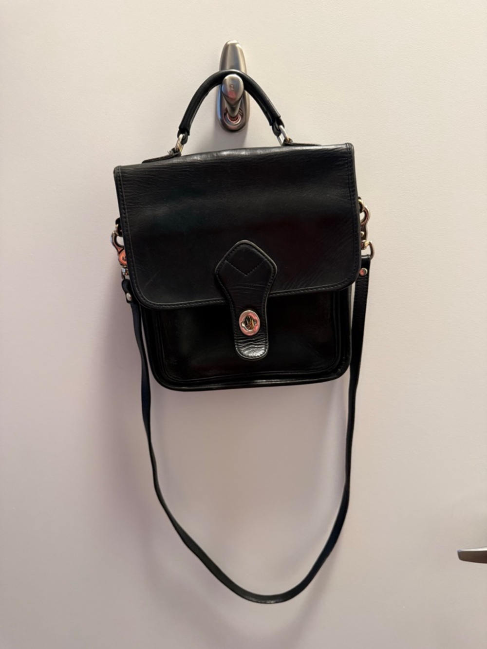 Wilsons Leather Black Leather Crossbody Satchel with Top Handle
